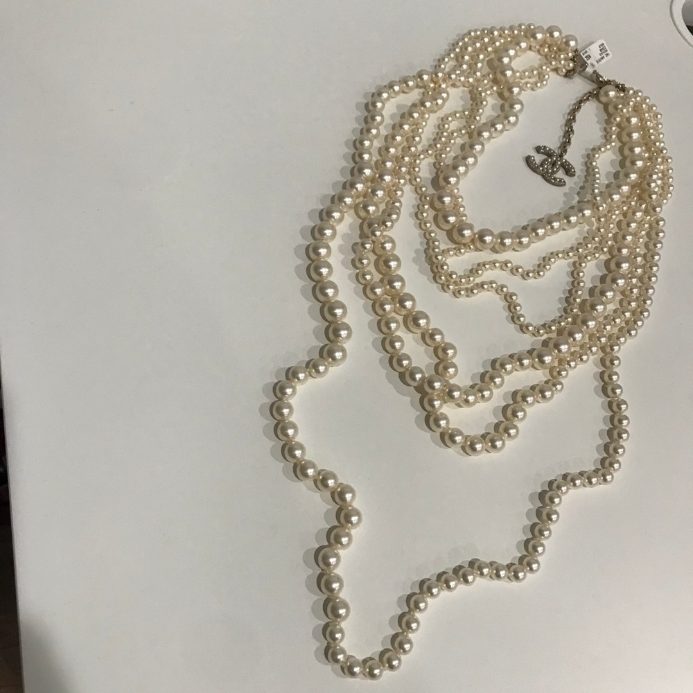 NWT Chanel draped pearl necklace multi layer $3675